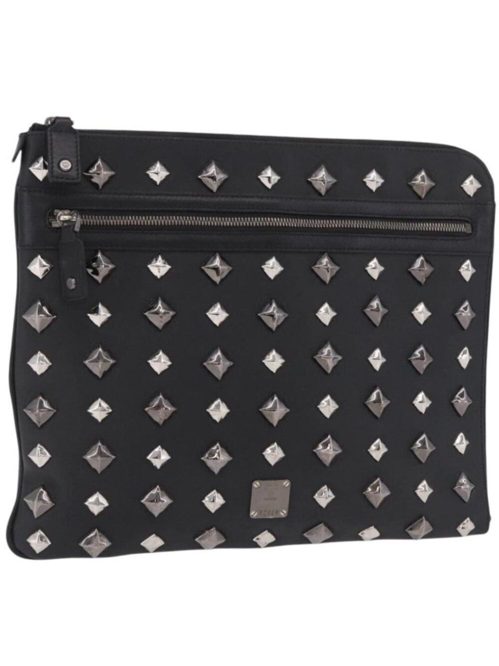 MCM Vicetos Clutch Bag PVC Leather Black Silver